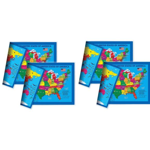 2 Sided Desk Map with Durable Lamination US & Europe Centered World (2-PACK) - Picture 1 of 4